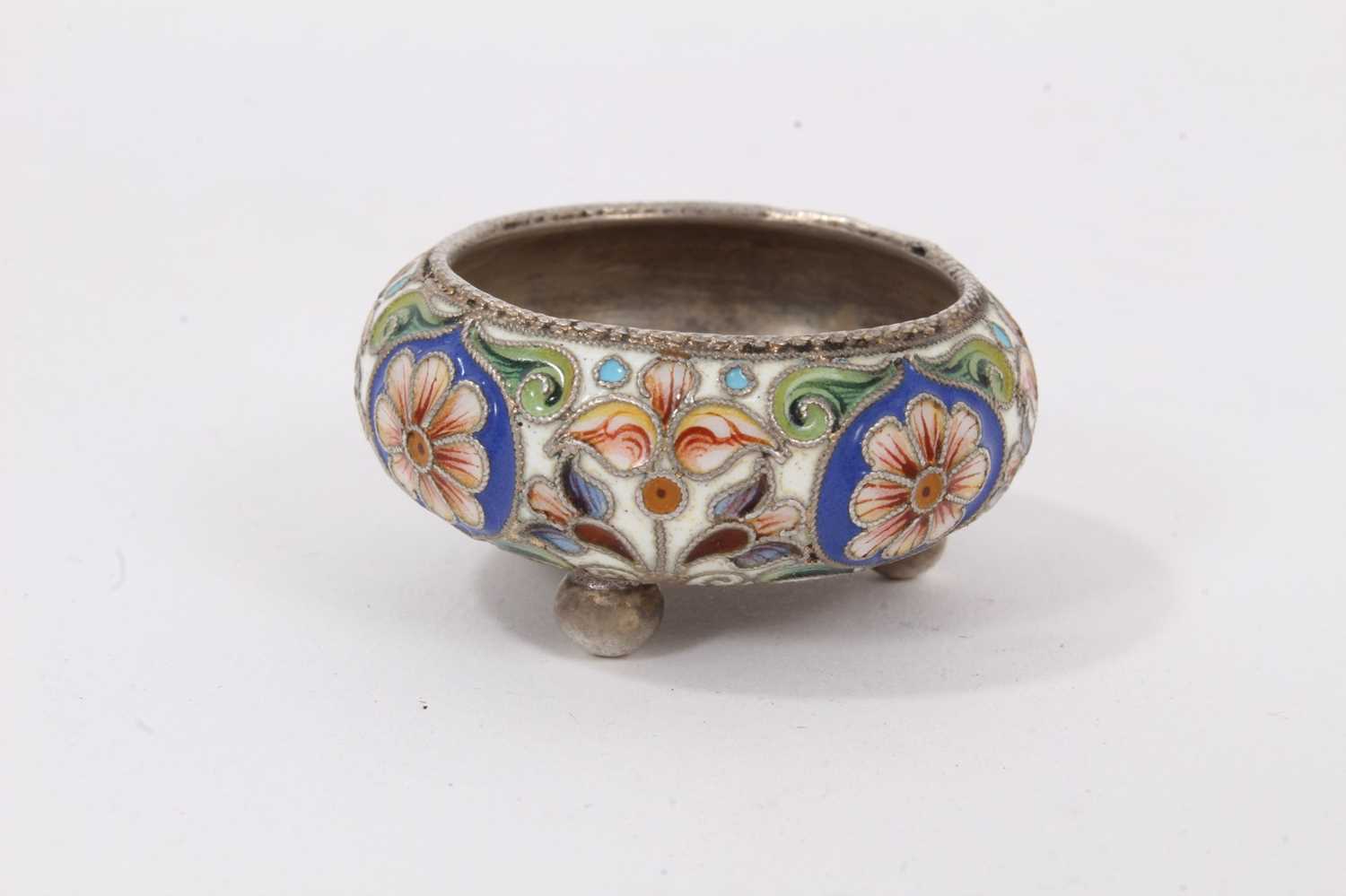 Late 19th/early 20th century Russian cloisonné salt - Image 2 of 6