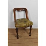 Victorian mahogany and leather upholstered hoop back chair, on turned supports