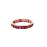 Ruby eternity ring with a full band of rubies