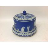 Victorian blue Jasper ware cheese dome on stand