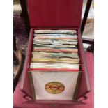 Vintage case of single records including James Brown, and the famous flames, four tops, Aretha Frank