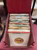 Vintage case of single records including James Brown, and the famous flames, four tops, Aretha Frank