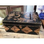 A 19th century pine penwork ballot box