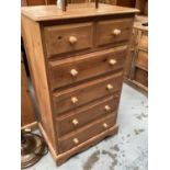 Pine chest of two short and four long drawers, 66cm wide, 45cm deep, 114cm high, together with a sim