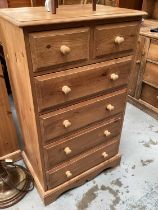 Pine chest of two short and four long drawers, 66cm wide, 45cm deep, 114cm high, together with a sim