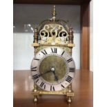 Good quality 17th century-style brass lantern clock with French movement