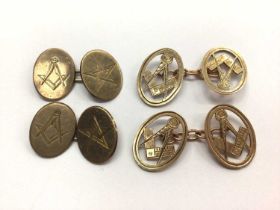 Two pairs 9ct gold Masonic cufflinks