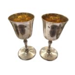 Pair of silver gilt goblets with gilt interiors (London 1971)