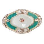 Part service of Victorian china tablewares, with turquoise and gilt borders