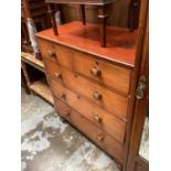 Victorian chest of two short and three long drawers, 93cm wide, 45.5cm deep, 105.5cm high