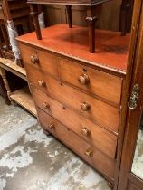 Victorian chest of two short and three long drawers, 93cm wide, 45.5cm deep, 105.5cm high