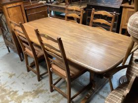 Ercol dining table and six chairs and a dresser