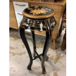 Oriental lacquer plant stand with applied figure decoration