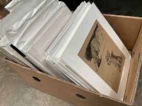 Collection of mounted etchings and prints