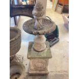 Garden urn on pedestal base, approximately 130cm high