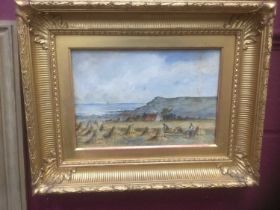 Scottish School, 19th century - naive watercolour harvest scene