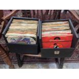Two vintage cases of single records, including Cream, Deep Purple, Dylan, Stones, Small Faces, Bobbi