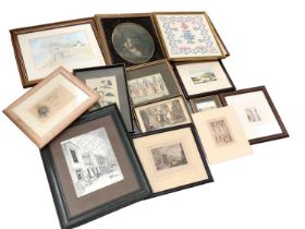 Group of antique and later pictures including a Doctor Syntax print