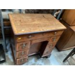 George III mahogany kneehole desk with satinwood crossbanding