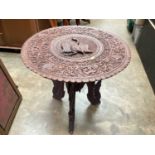 Eastern carved occasional table, 63cm diameter