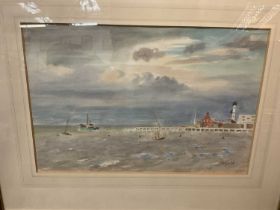 Roland Vivian Pitchforth (1895-1982) watercolour, harbour scene, signed, 30 x 45cm, framed.