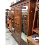 Edwardian inlaid mahogany triple wardrobe