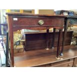 Nineteenth century mahogany side table with single drawer on square taper legs