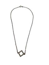 18ct white gold diamond set square shaped pendant on a replacement silver chain, 40cm long