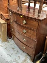 19th century mahogany bow front chest of two short and three long drawers