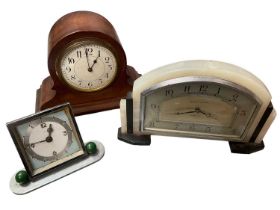 Art Deco onyx clock by Mappin & Webb and two further clocks