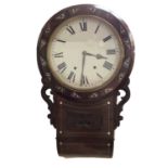 American mahogany cased mother of pearl inlaid wall clock