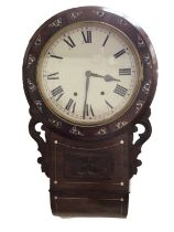 American mahogany cased mother of pearl inlaid wall clock