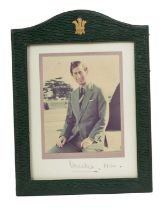 H.R.H. The Prince of Wales (now H.M. King Charles III) signed 1980 presentation photograph in leathe