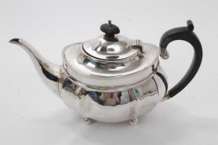 George V silver teapot on ball feet
