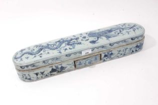 A Chinese blue and white porcelain pen box, after a Ming original made for the Islamic market but la