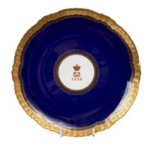 Victorian Mintons Staffordshire regimental plate with printed Asprey retailers mark to reverse.