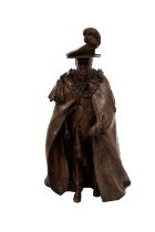 Karin Churchill (1930-2018), bronze resin sculpture of Sir Winston Churchill in Garter robes signed