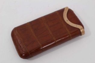 Early 20th century Asprey 9ct gold mounted crocodile leather cigar case