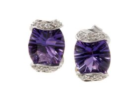 Pair of amethyst and diamond earrings