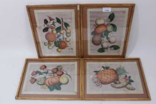 Four 19th century Chinese still life pith paintings of fruit