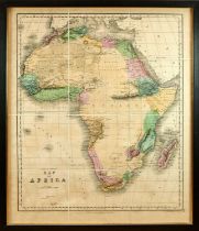 Mid 19th century engraved folding map of Africa by Gall and Inglis, Edinburgh, with hand colouring,