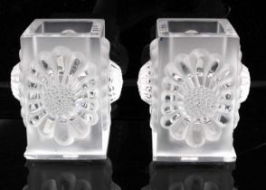 A pair of Lalique square section vases