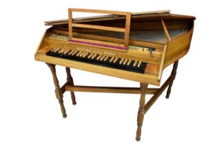 Modern fruitwood cased spinette by Micheal Heale, Guildford