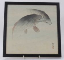 Ohara Koson (1877-1945) woodblock print - two carp