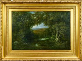 William Henry Crome (1806-1873) oil on canvas - View of Sheringham, Norfolk, 61cm x 91cm, in gilt fr