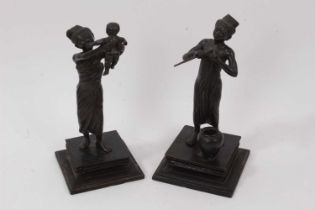 Pair of Burmese 'Pegu' bronze figures