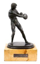 Antique Grand Tour Bronze of a discus thrower on Sienna marble base