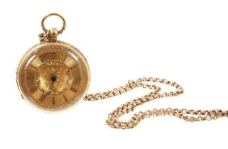 Early Victorian 18ct gold pocket watch, by M. Drielsma, of Liverpool (Chester 1852), together with a