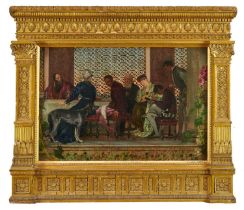 Pre-Raphaelite School, oil on canvas laid on panel - The Meeting Of The Doges Family, bearing signat