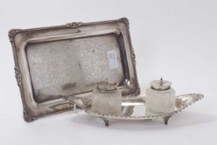 Silver desk stand and silver plated tray